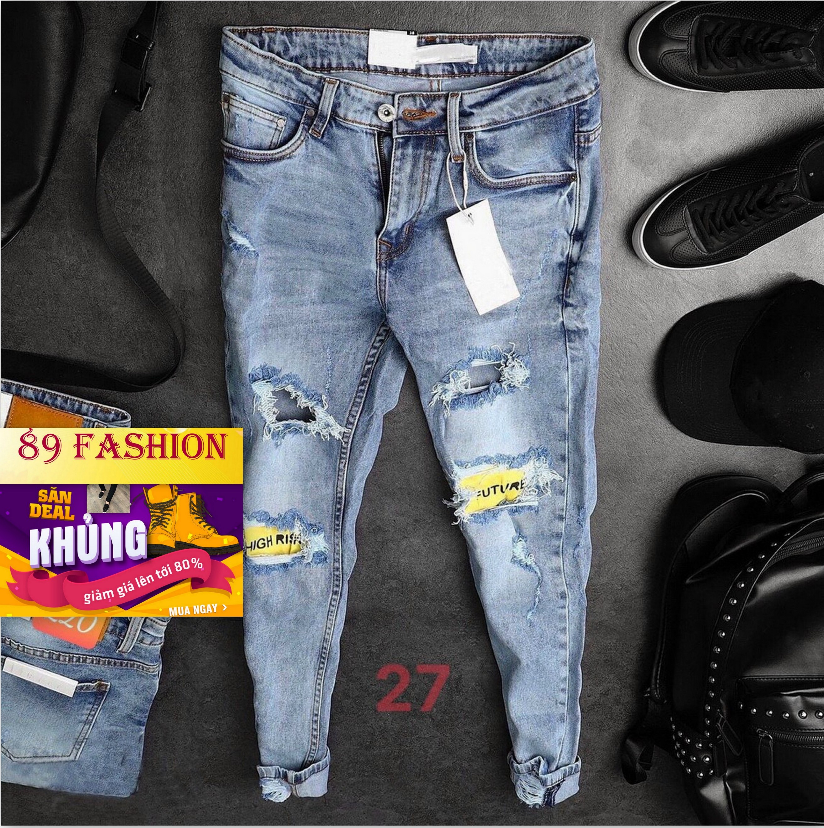 quần jean nam cao cấp mẫu mới nhất MKV27 89 FASHION phong cách chuẩn shop hàng cao cấp rách gối siêu đẹp full tem mác thiết kế trẻ trung hiện đại thời trang 89 FASHION AN1028