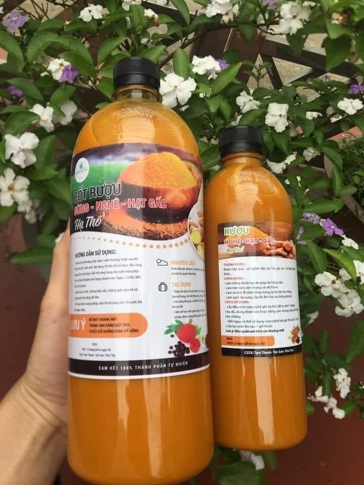 Rượu gừng nghệ hạt gấc hạ thổ - combo gồm 1 chai body và 1 chai cho mặt