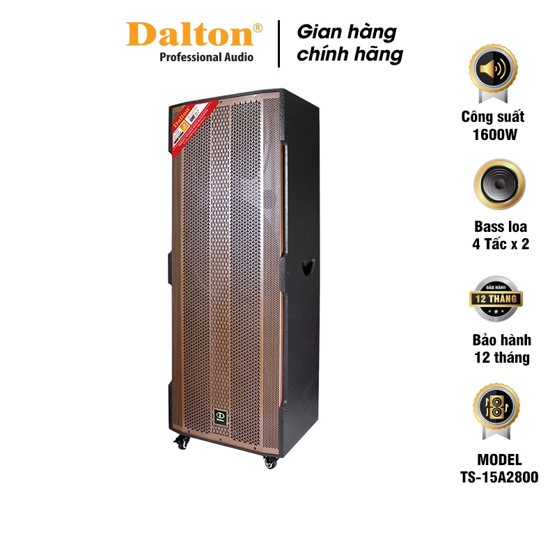Loa kéo điện Dalton TS-15A2800 công suất 1600W bass loa 4 tấc đôi cho dàn sân khấu ngoài trời-Tặng kèm 2 micro UHF-BH 12 tháng.