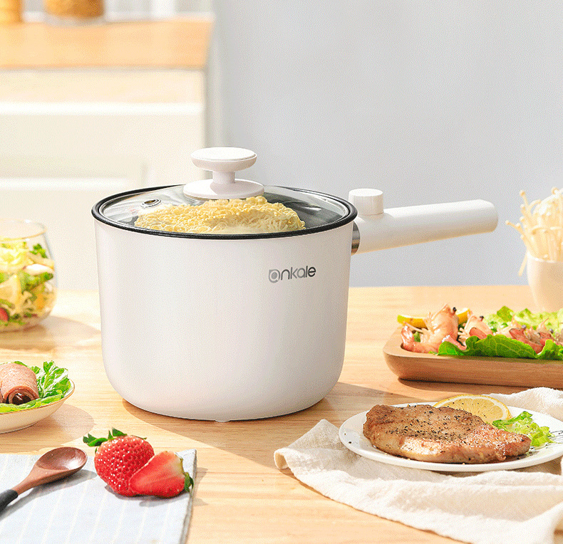 Nồi điện mini đa năng cao cấp ANKALE 600W 1.5L có thể nấu cơm, nấu lẩu, chiên, xào, hấp, nồi nấu cháo, nồi lẩu mini chống dính cao cấp bảo hành 3 tháng - 3C store