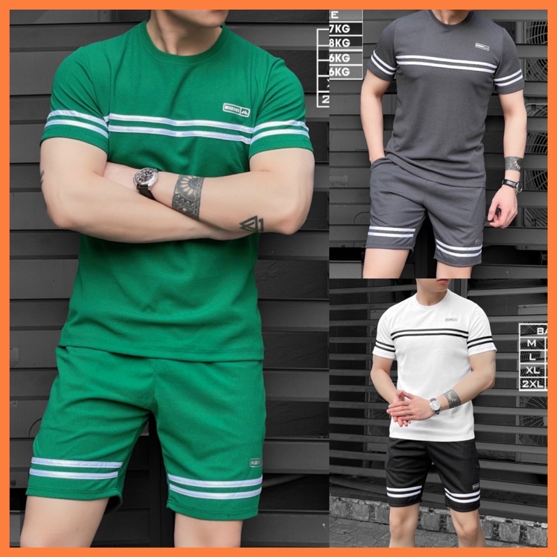Bộ thể thao nam cộc tay, bộ cộc nam mùa hè phối màu cao cấp