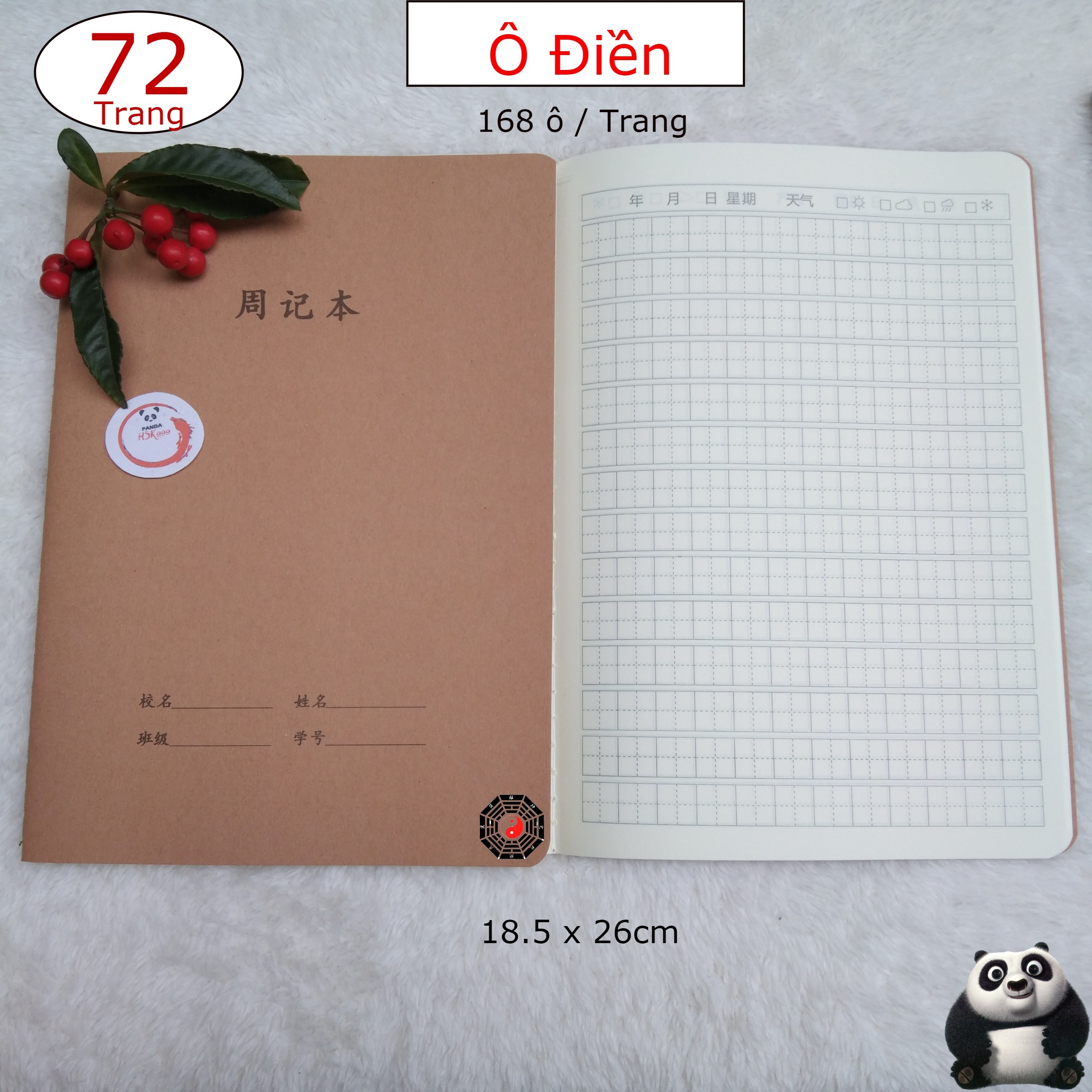 Vở Luyện Viết Chữ Hán Tô Châu Nhất Phẩm Luyện Viết Tiếng Trung Nhật Hàn Siêu Dày 72 Trang