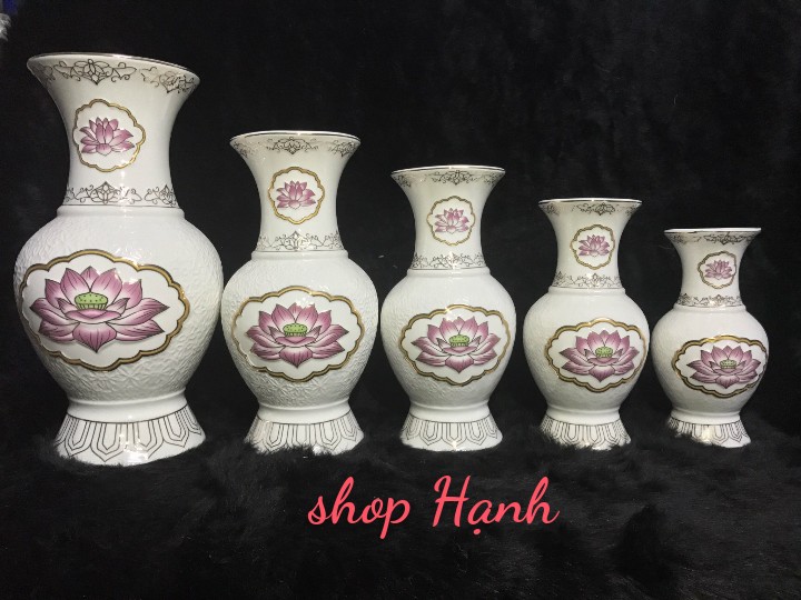 Bình hoa bạch ngọc cao cấp sen hồng