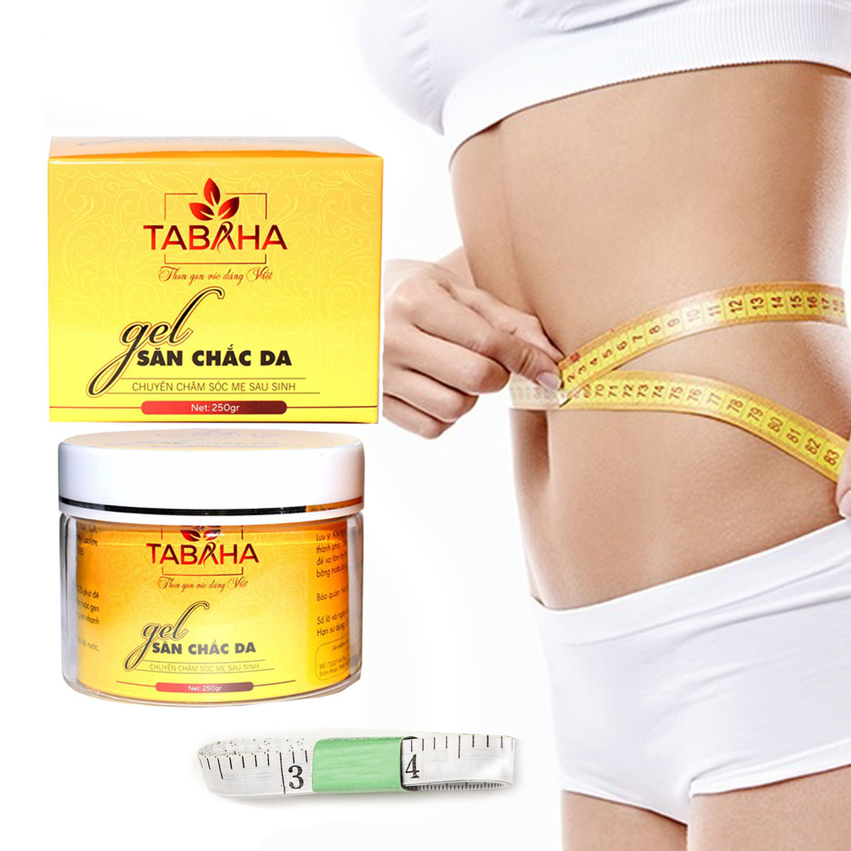[HCM]Kem tan mỡ bụng Tabaha 250g giành cho mẹ sau sinh 2 tháng tặng thước dây