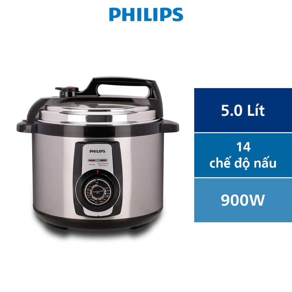 Nồi áp suất điện philips hd2103/66 dung tích 5l, 14 chức năng nấu, chuẩn châu âu