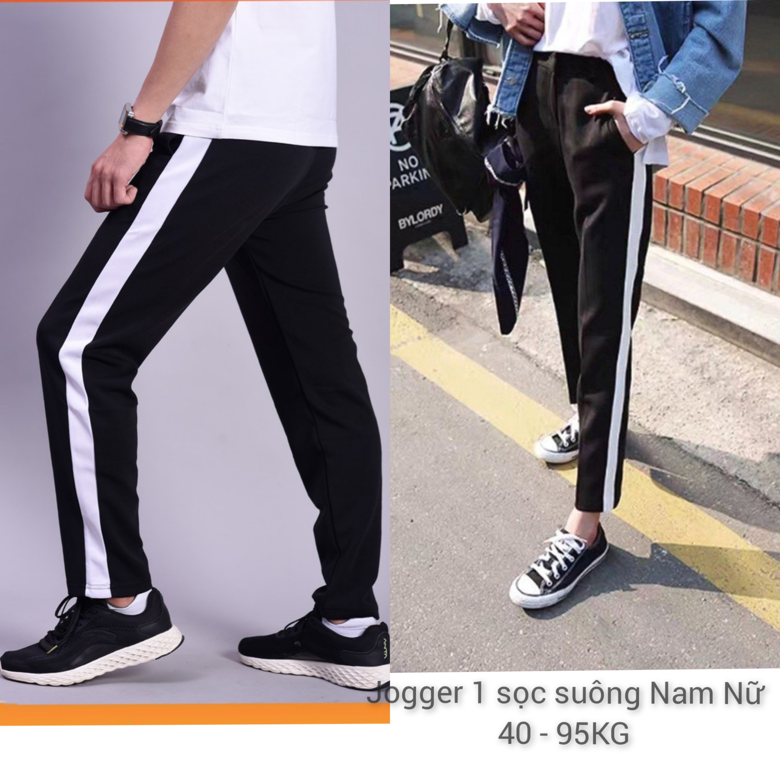 40-95kg Quần Nam Nữ bigsize jogger 1 sọc suông Nam Nữ