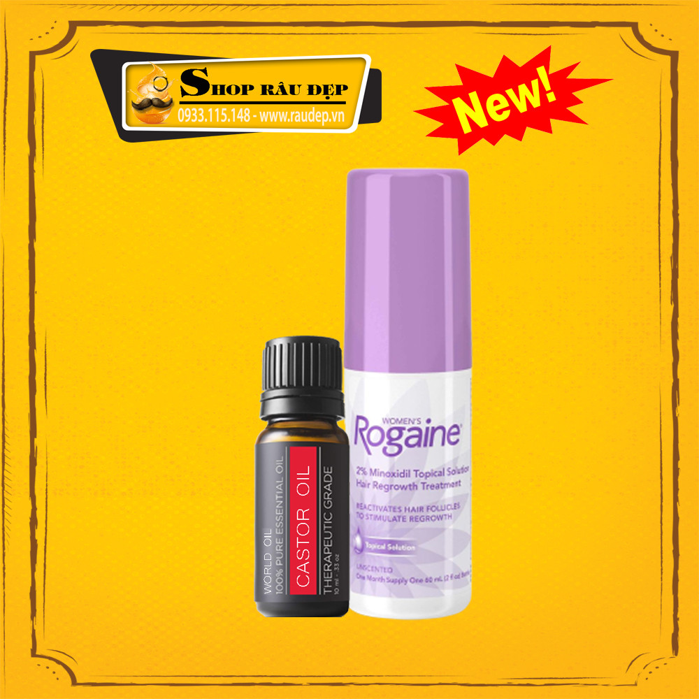 Minoxidil 2% Rogaine Dạng Lỏng + Castor 0il Mọc Lông Mày Nữ