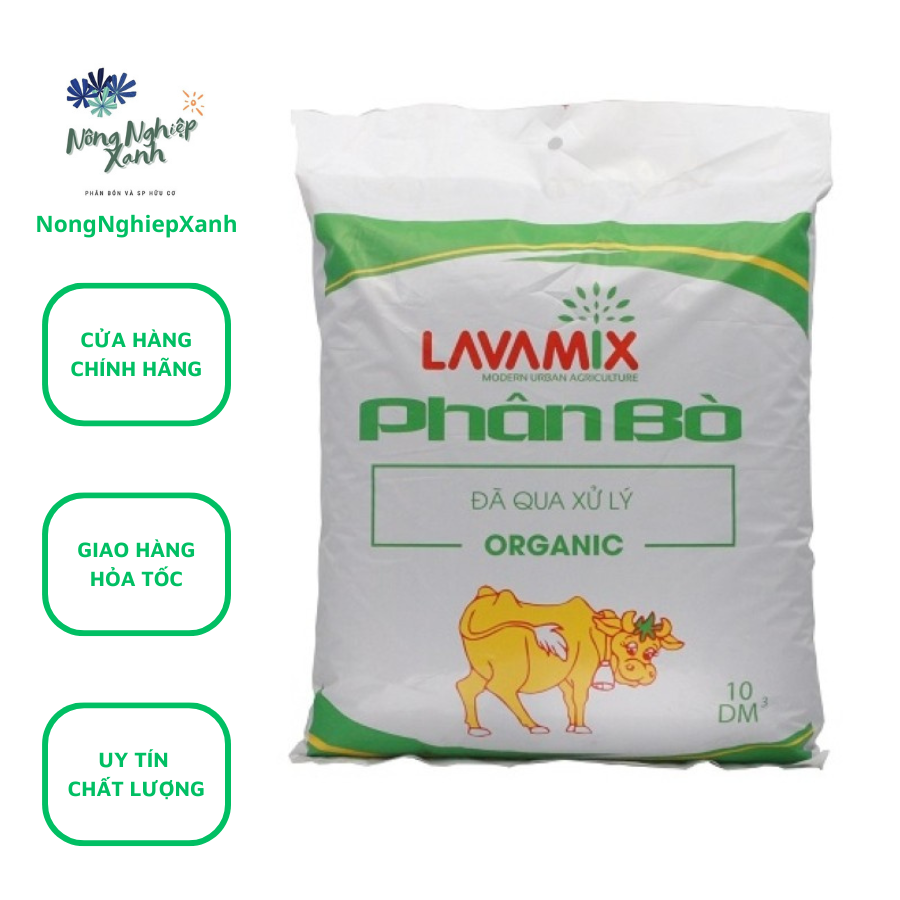 Phân Bò Hữu Cơ Túi lớn Sạch Chuyên Trồng Rau Sạch LAVAMIX (10 dm3) đã qua xử lý không mùi hôi trồng cây hoa kiểng cây ăn trái cây cảnh