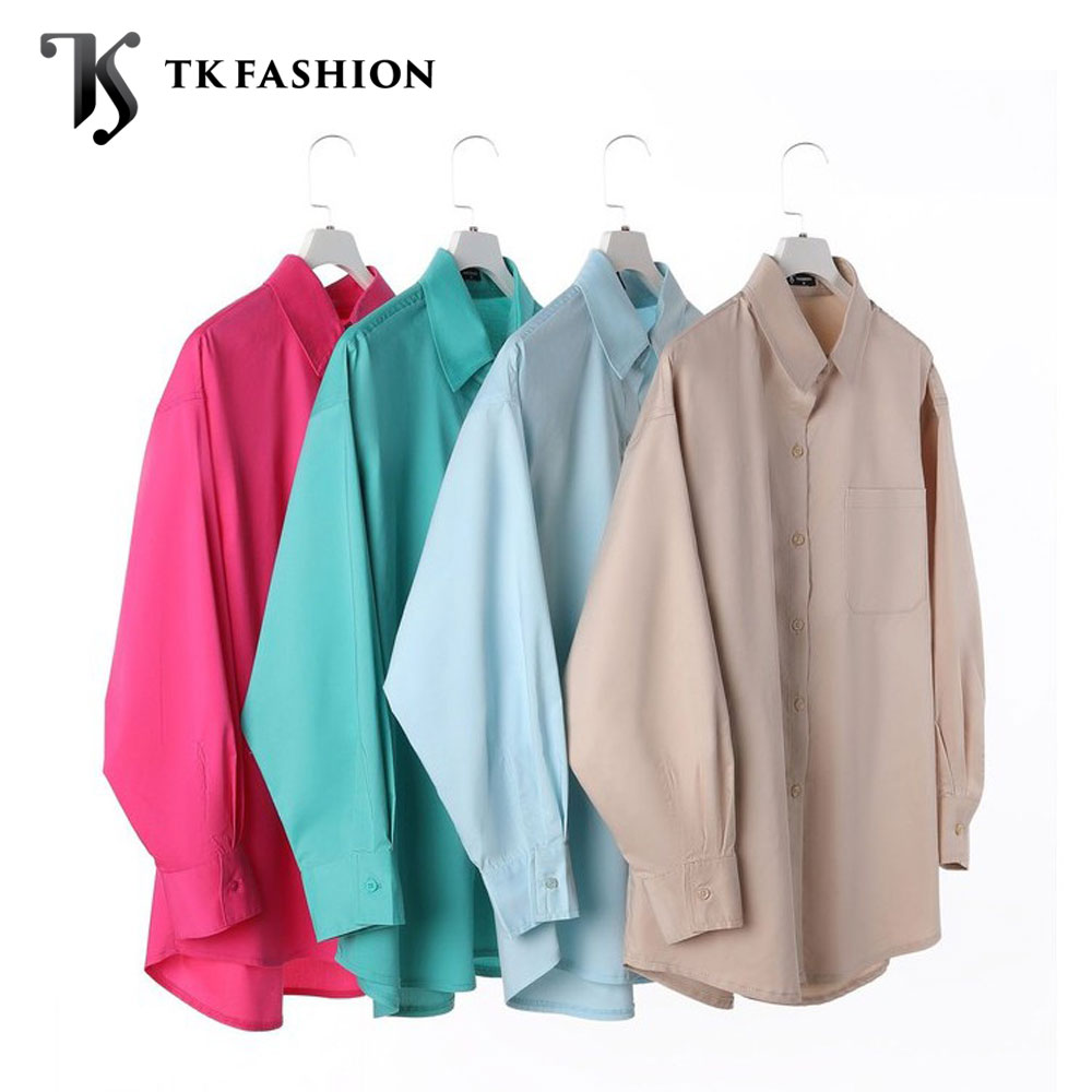 Áo sơ mi nữ form rộng thô Hàn Quốc dài tay - thời trang thiết kế TK FASHION SMKA266
