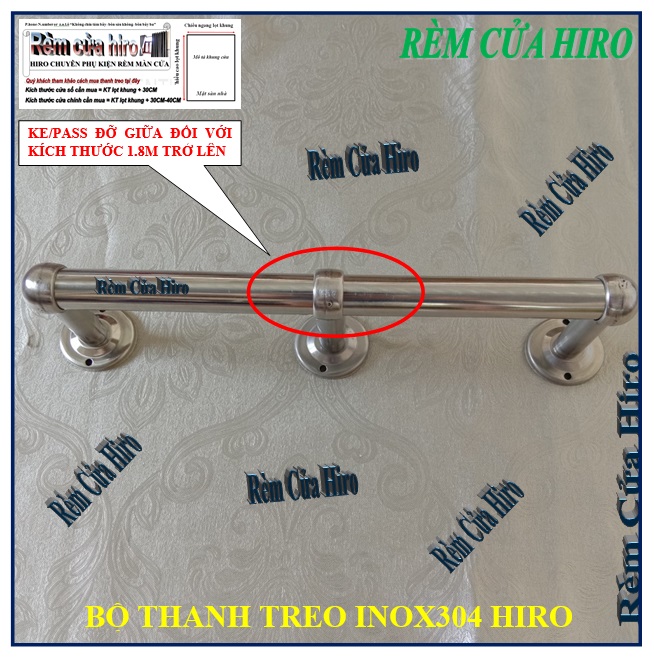 Thanh treo rèm màn cửa inox 2m phi 25 đã bao gồm phụ kiện