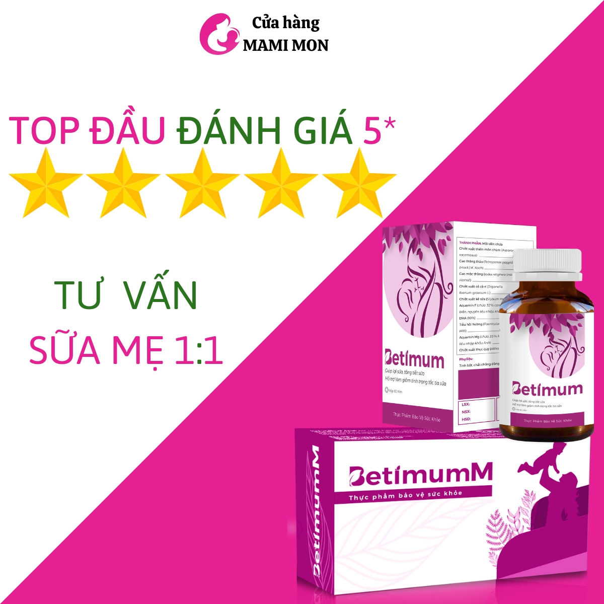 Lợi sữa Betimum SHOP MAMI MON combo lợi sữa cỏ cà ri fenugreek