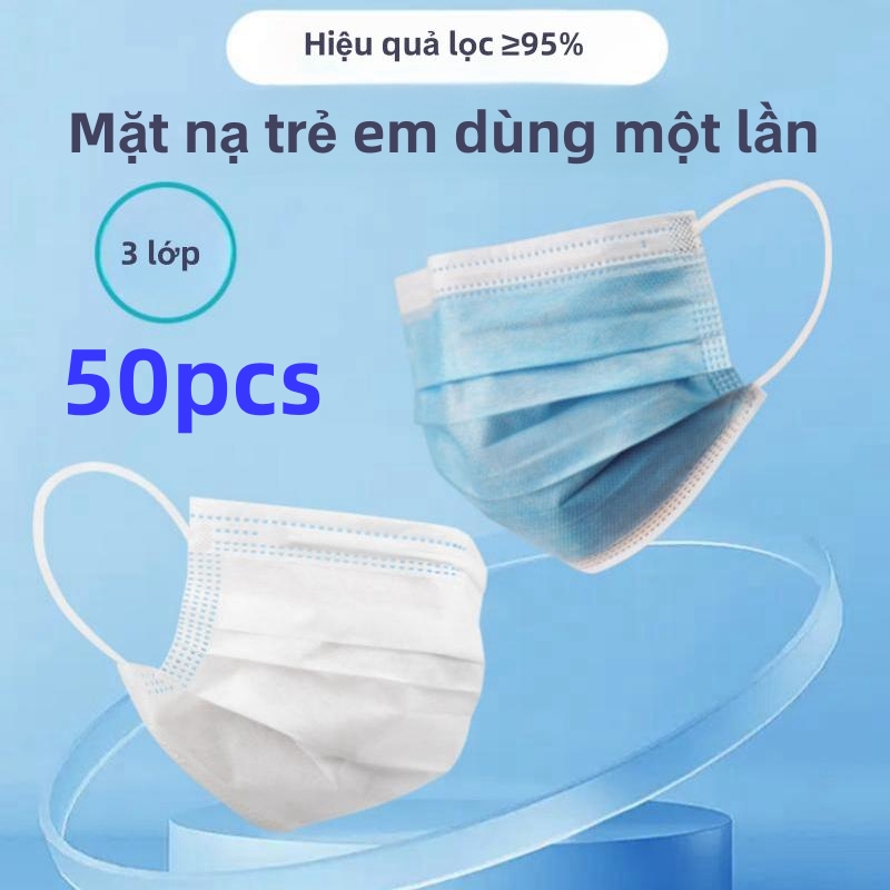 50pcs Mặt nạ trẻ em Mặt nạ bảo vệ dùng một lần khẩu trang 3 lớp Ngăn chặn virus vi khuẩn hạt