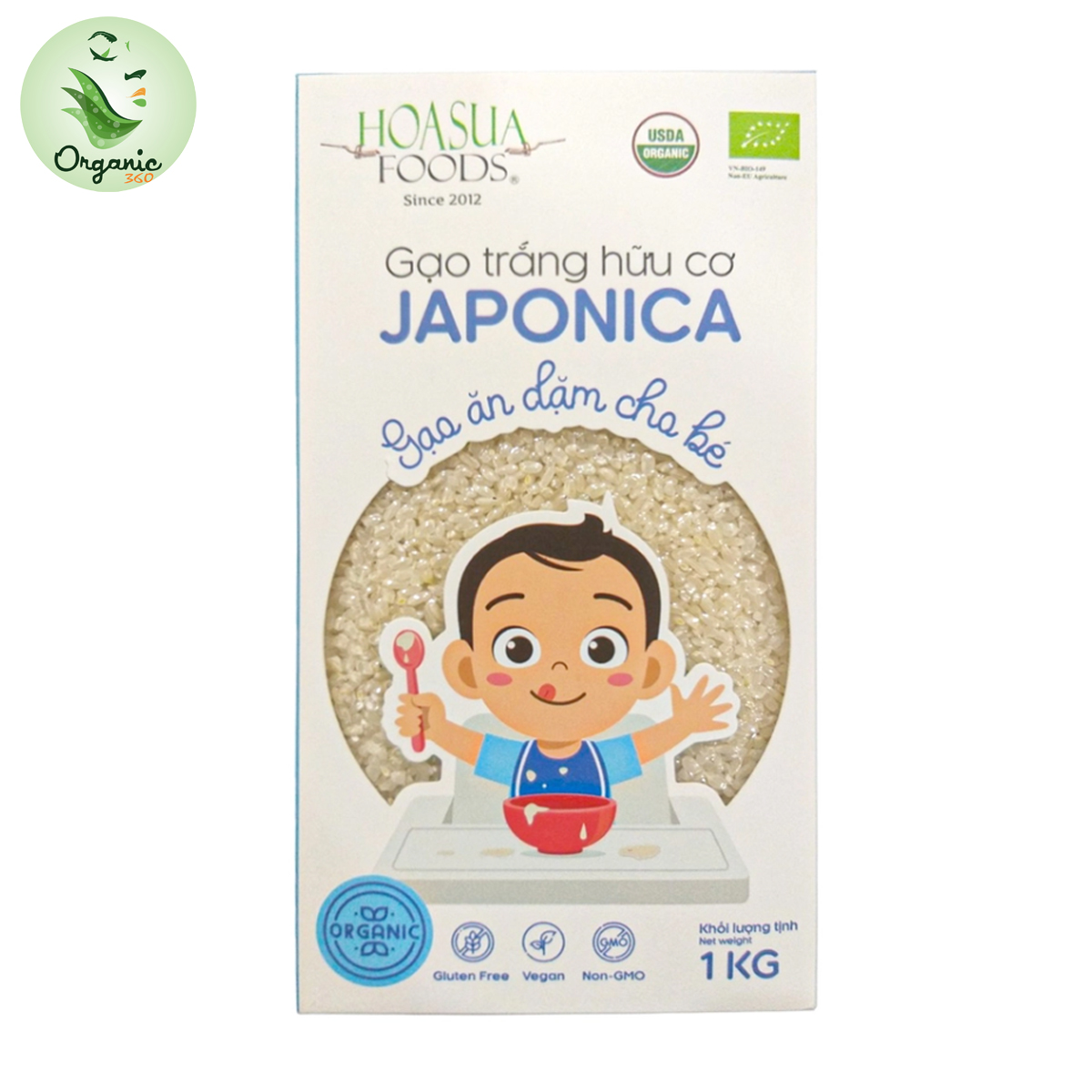 Japonica Hoa Sua organic white rice 1kg for baby food