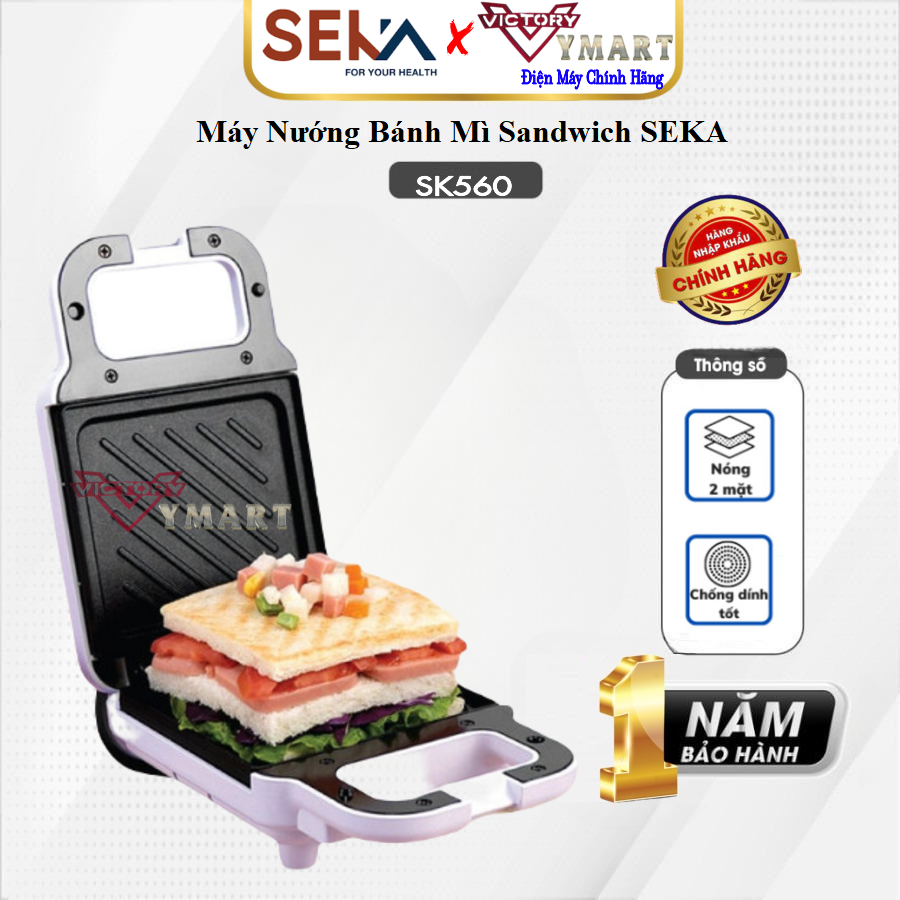 Máy nướng bánh mì sandwich seka sk560, máy kẹp sandwich đa năng - hàng chính hãng