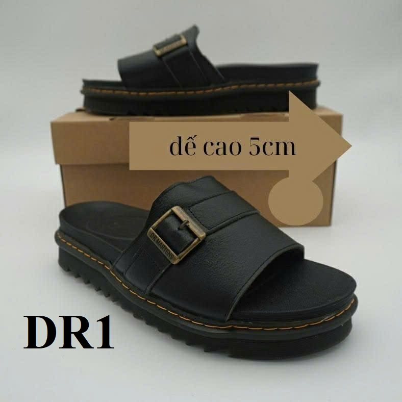 dép da doctor nam tăng chiều cao 5cm, dép quai ngang da bò thời trang cao cấp sang trọng lịch sự thích hợp đi làm đi chơi DR1