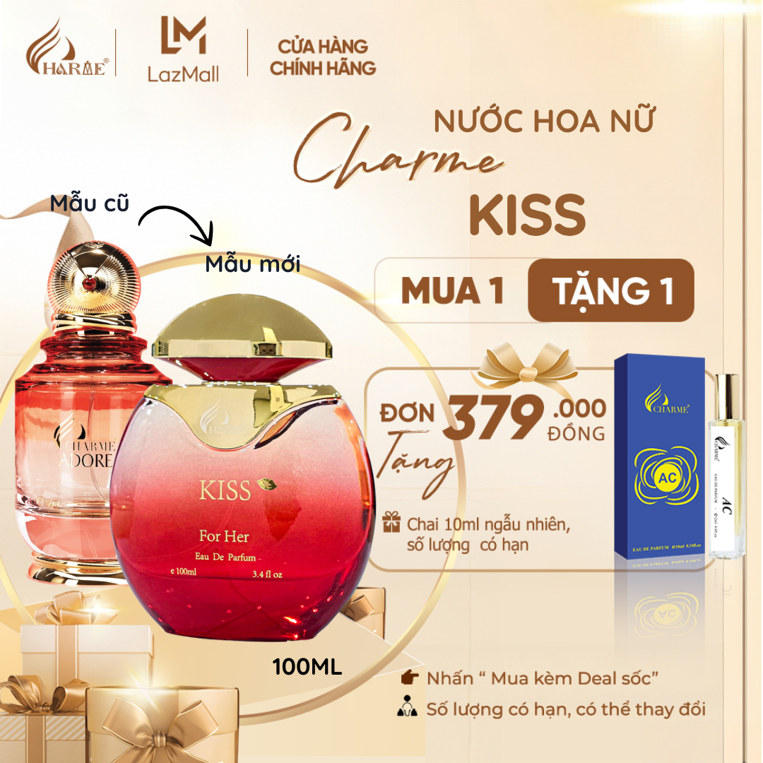 Nước Hoa Nữ CHARME KISS 100ML Lưu Hương Lâu, Cá Tính, Quyến Rũ, Lôi Cuốn