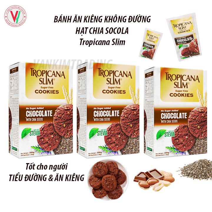 Combo 3 Hộp Bánh Quy Ăn Kiêng Tropicana Slim 200g (10 x 20g) - Thích hợp cho người ĂN KIÊNG, TIỂU ĐƯỜNG