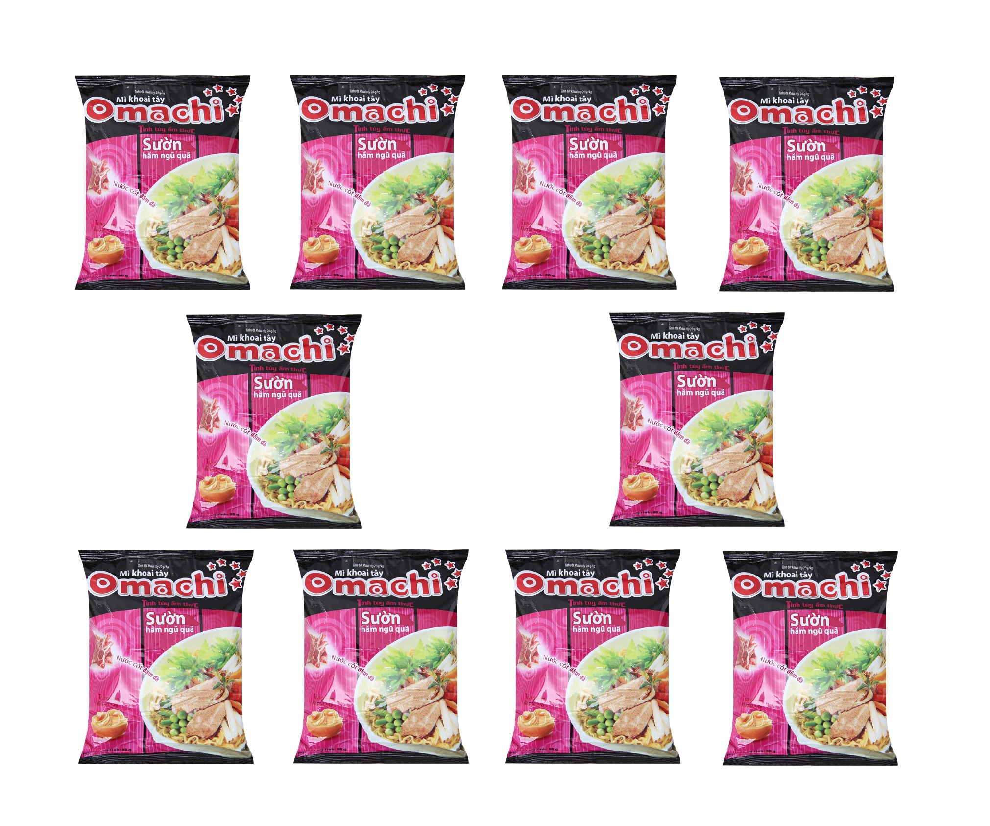 Combo 10 gói mì khoai tây omachi sườn hầm ngủ quả 80g/gói