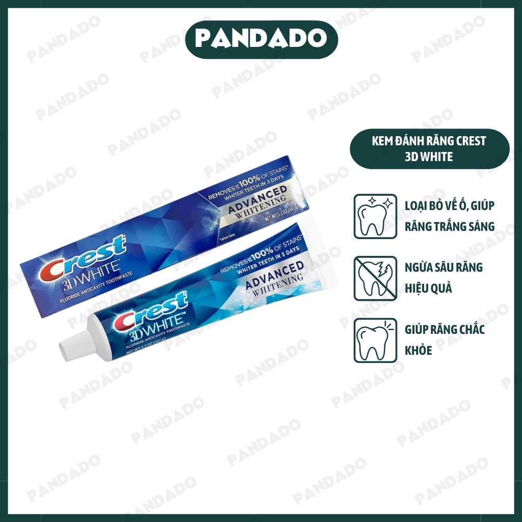 Kem đánh răng crest 3d white 147g trắng răng, ngừa sâu răng - pandado