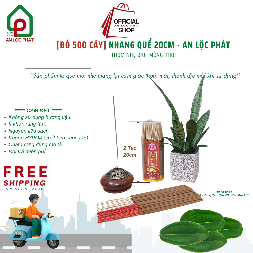 Nhang quế 20cm thơm nhẹ dịu, phù hợp chung cư - an lộc phát