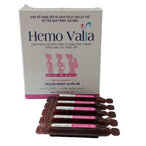 Sắt nước HEMO VALIA - Bổ sung sắt, acid folic cho cơ thể, phòng ngừa thiếu máu do thiếu sắt, không nóng, không gây táo bón - Hộp 20 ống