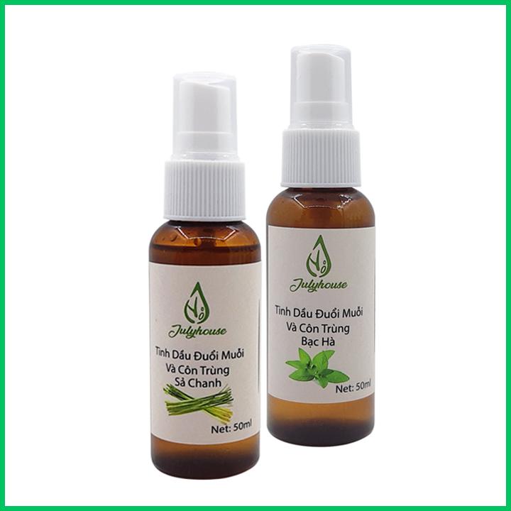 Set of 2 bottles of Mosquito Repellent Spray Lemongrass essential oil and Peppermint essential oil Julyhouse 50ml