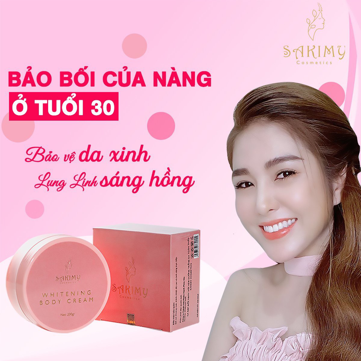 Kem body trắng da SAKIMY trọng lượng 200g tặng kèm 1 chai serum SAKIMY tặng thêm 5 bàn chải ( chính hãng ) miễn phí ship toàn quốc
