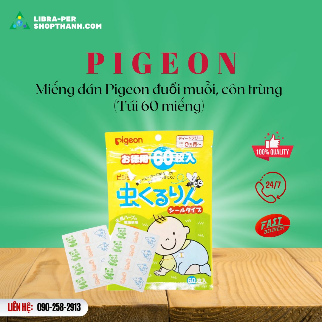 Miếng dán pigeon đuổi muỗi, côn trùng - 60 miếng