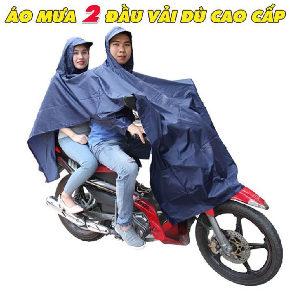 Áo mưa 2 đầu vải vài dày xẻ tà loại tốt của KARAHOUSE -  -  Áo Mưa 2 Đầu Dày Đẹp -  ao mua 2 dau - áo mưa 2 người - áo mua xe máy