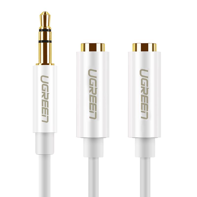 Dây cáp audio 3.5mm ugreen av123 | chia 1 cổng audio 3.5mm ra 2 cổng 3.5mm | đầu cắm mạ vàng 24k | bảo hành 18 tháng 1 đổi 1 | 20819 10532 10780 10739 20816 70102 50253.