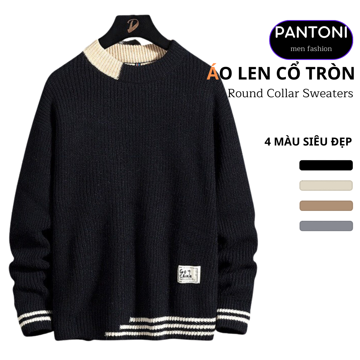 Áo len nam cổ tròn kiểu dáng Hàn Quốc cao cấp, áo len nam form đẹp