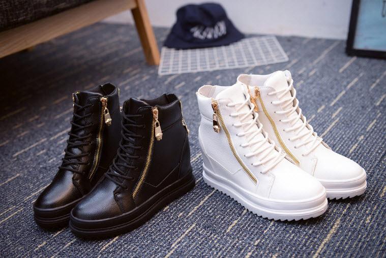 Giày boot nữ cao cổ đế độn phong cách Hàn Quốc B042