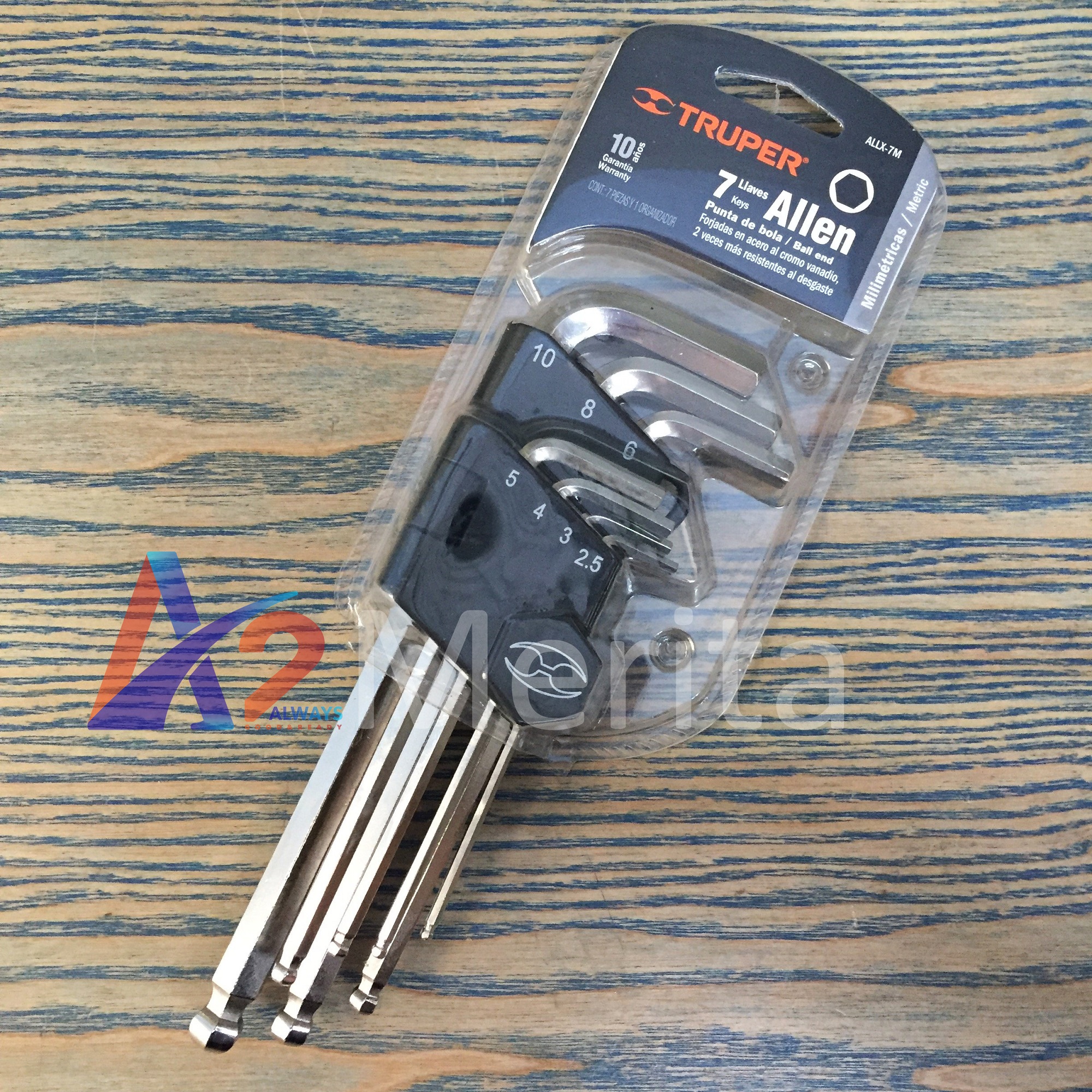 Bộ lục giác bi 7 chi tiết hệ mét 2.5-10mm truper 15548