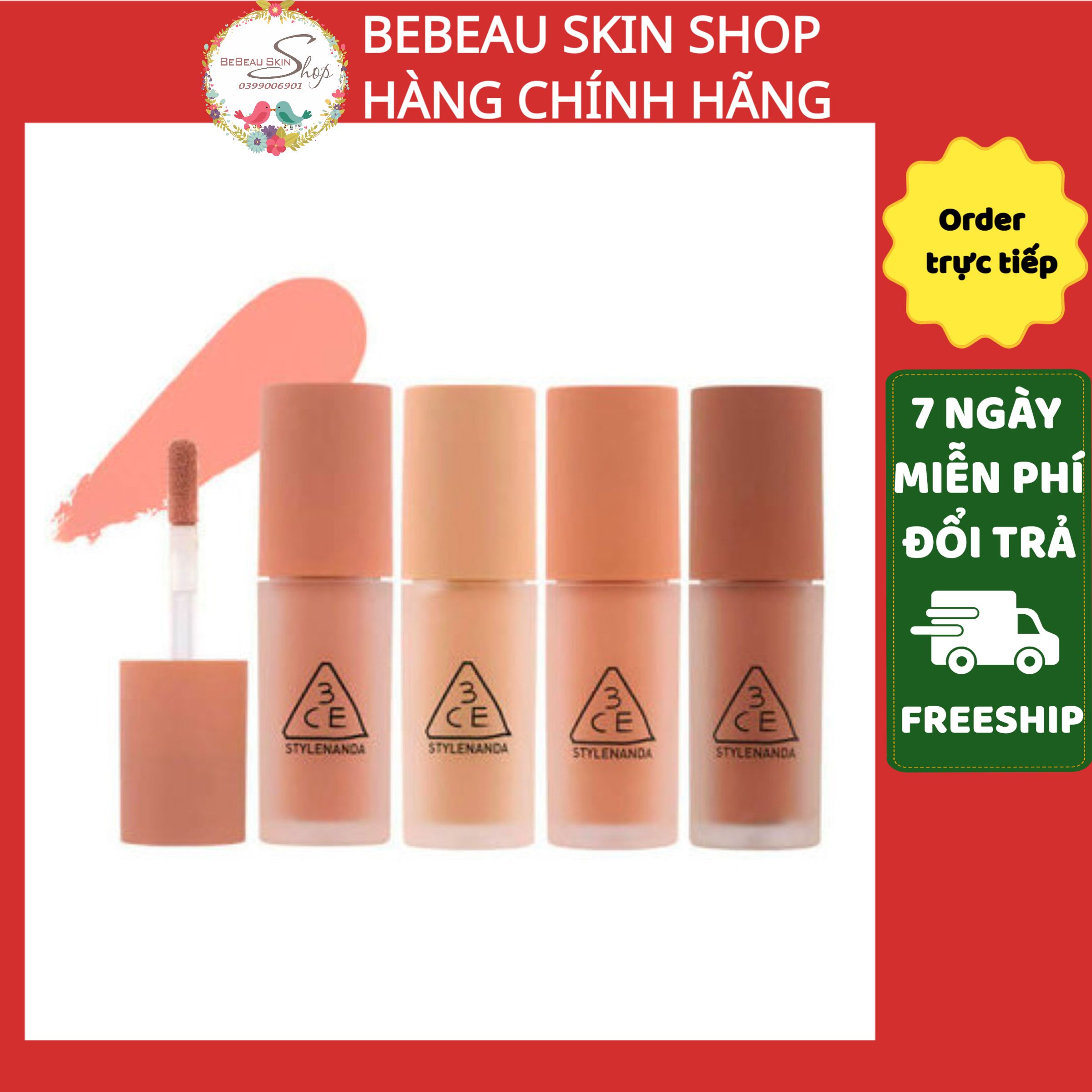 Màu mắt dạng kem 3ce liquid primer eye shadow bền màu, lì mịn - bebeau