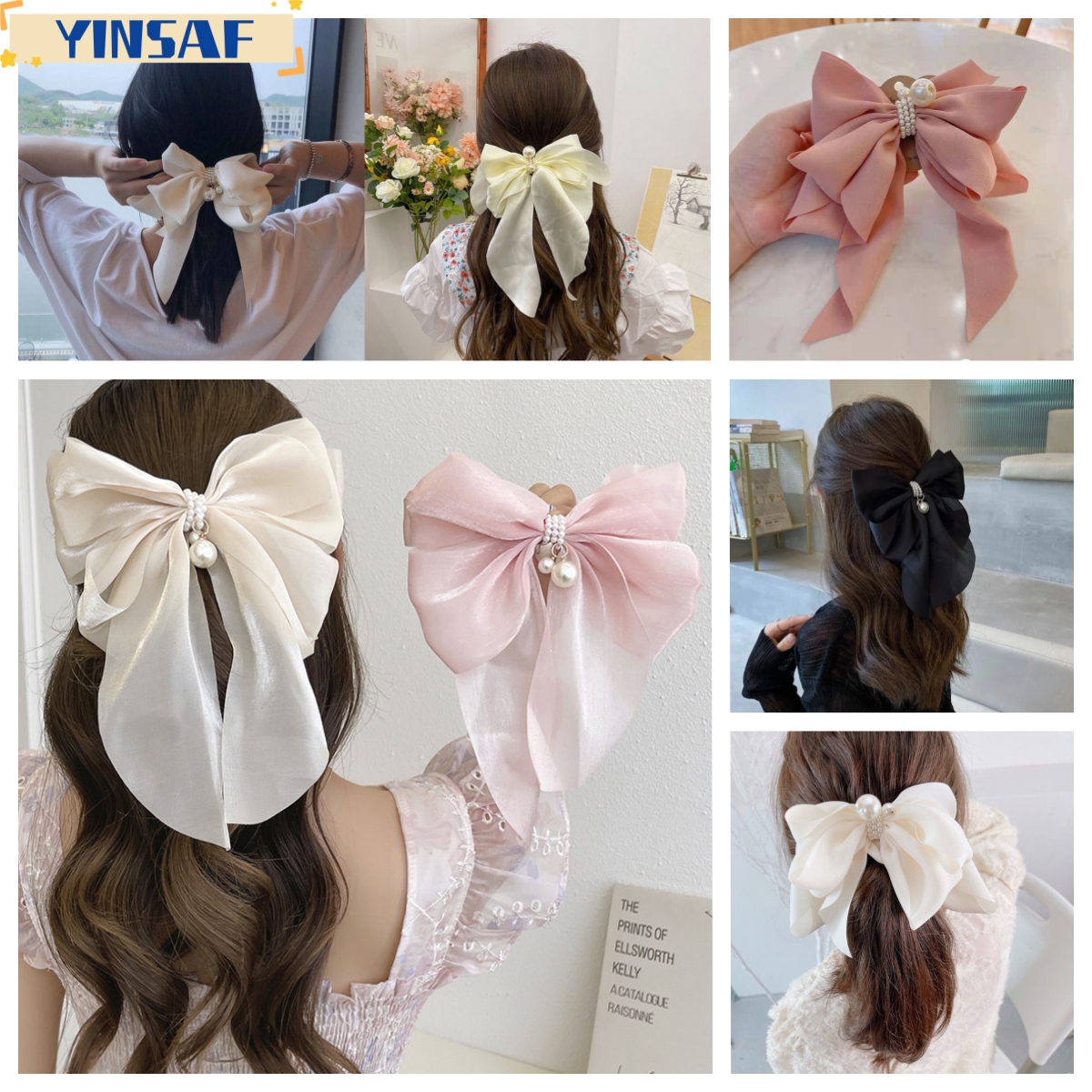 🌸Kẹp tóc ngọc trai nơ kiểu Hàn Quốc kẹp tóc dễ thương của cô gái YINSAF🌸