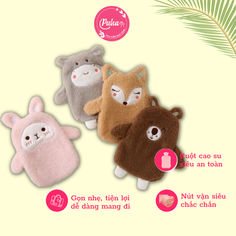 Túi chườm nóng đau bụng kinh ấm giữ nhiệt tốt Puha 350ml, Túi chườm nóng bạn nữ dùng chườm đau bụng kinh nguyệt , túi giữ nhiệt ấm bụng, túi sưởi , túi chườm đa năng