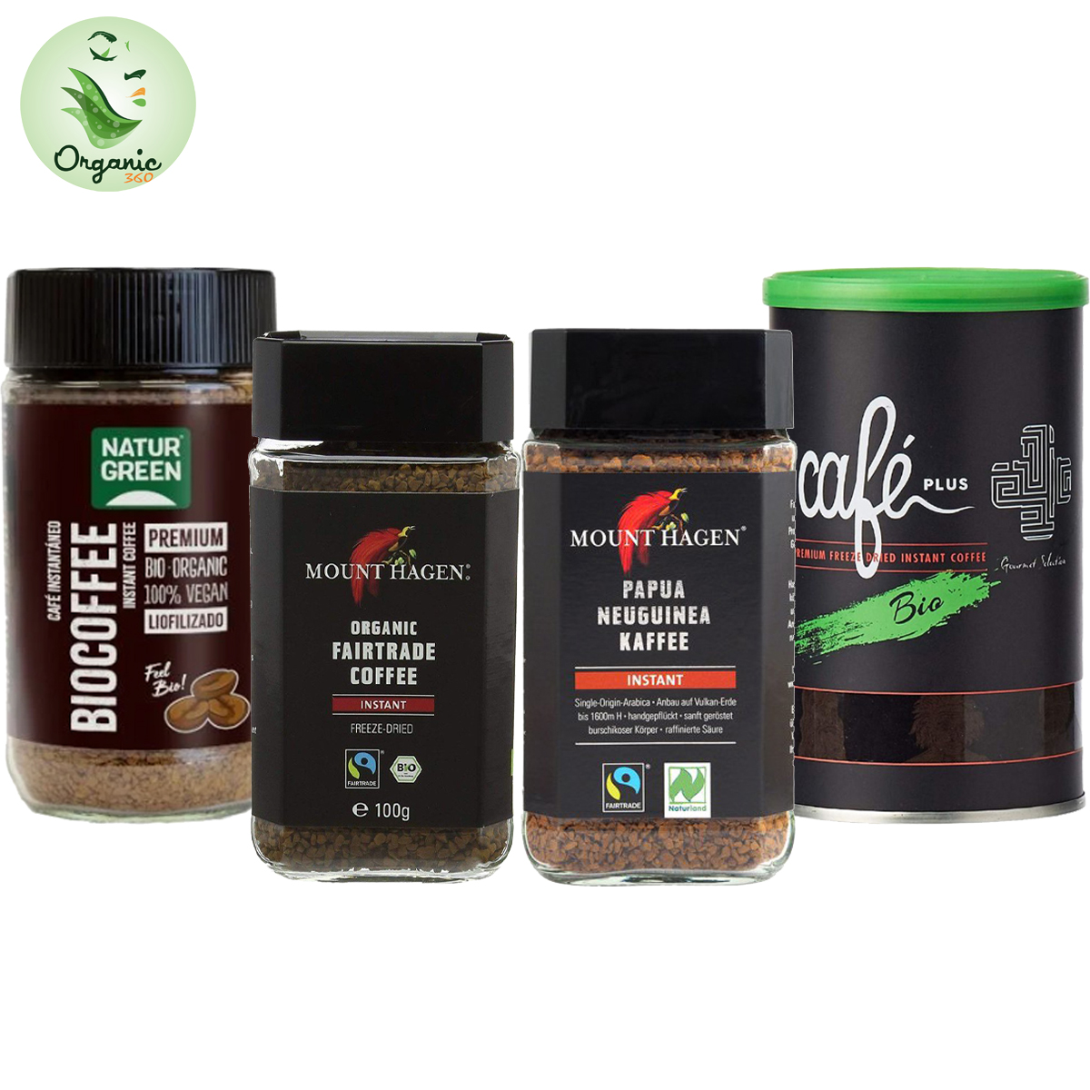 Cà phê cafe hòa tan hữu cơ 100g Mount Hagen - Natur Green - Cafe Plus