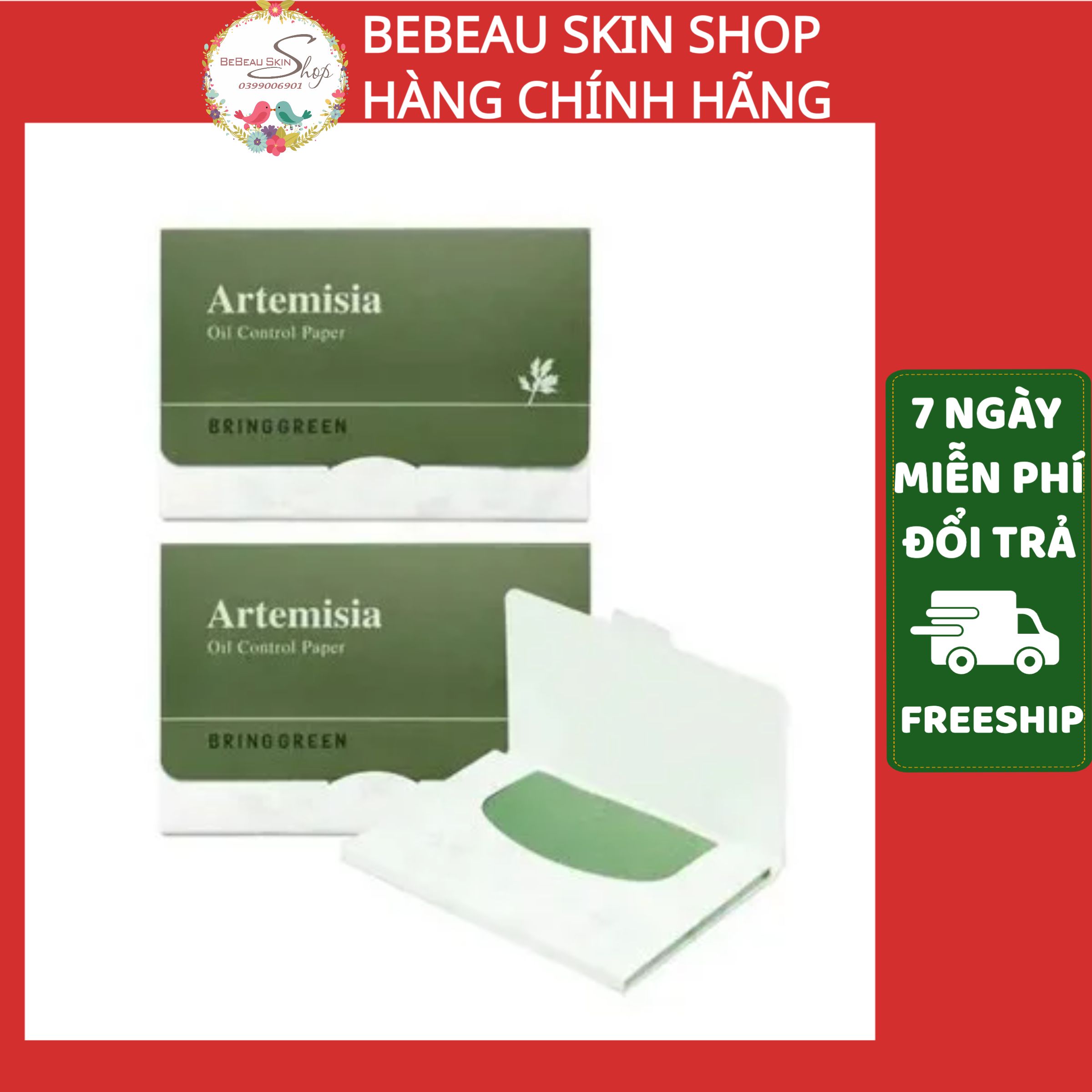 Giấy thấm dầu bring green artemisia oil control paper 70 miếng