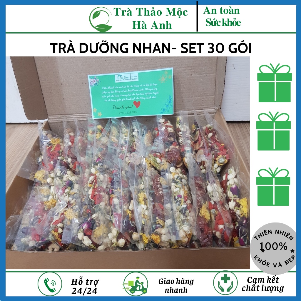 Trà Dưỡng Nhan, trà thảo mộc, giúp đẹp da, giảm cân 30 gói