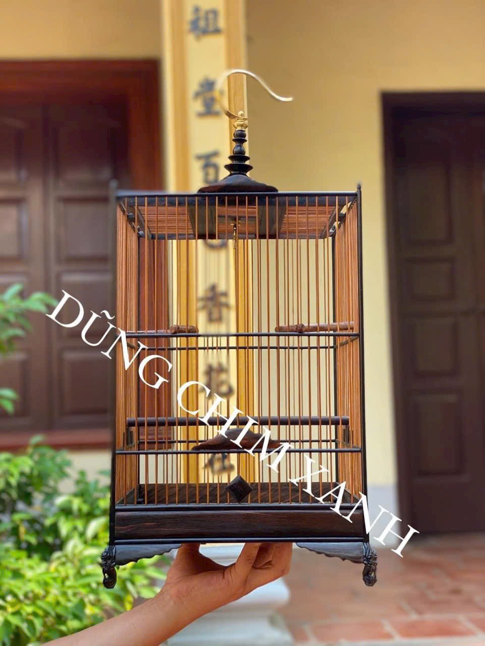 Lồng chim hút mật gỗ mun vân