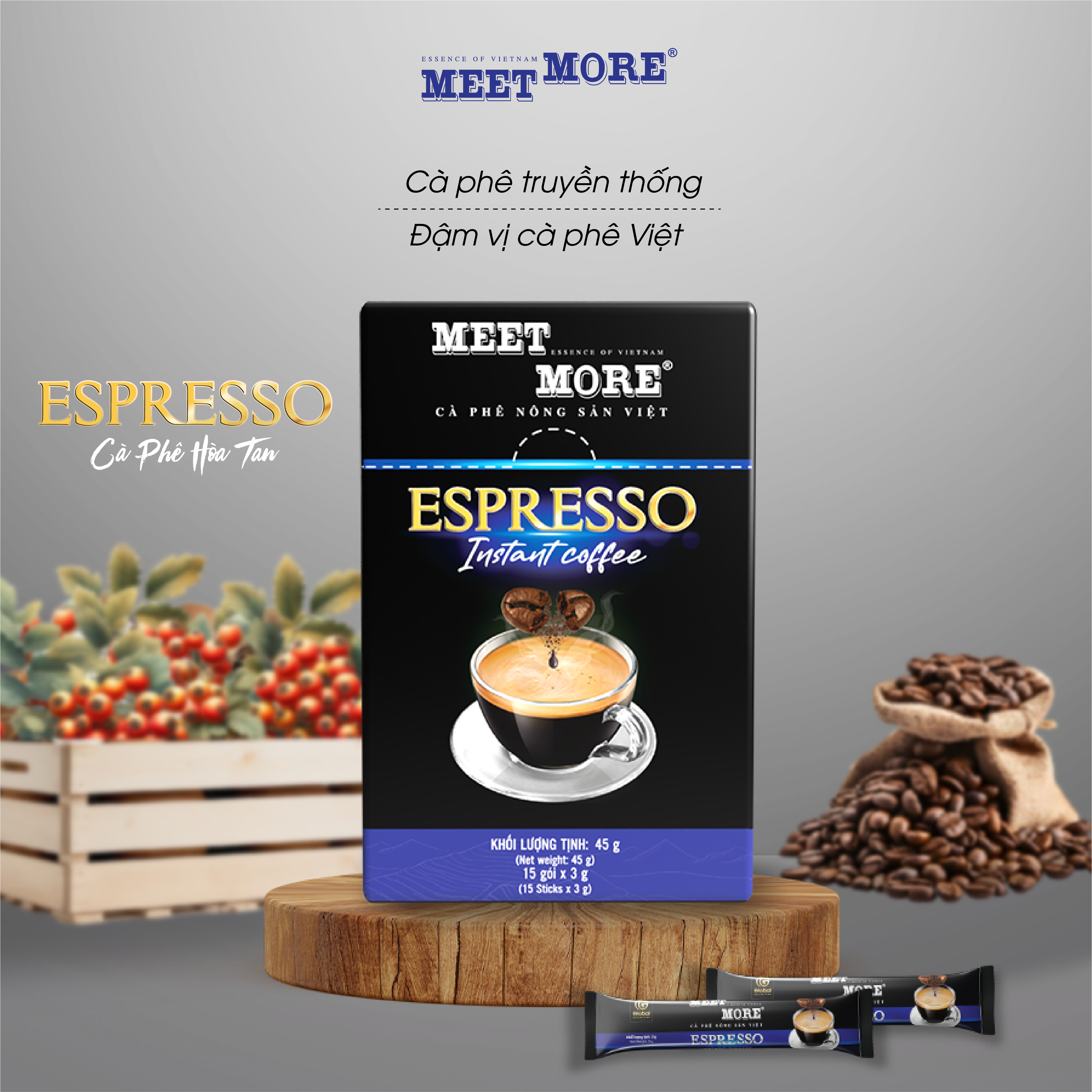 Hộp cà phê hòa tan espresso Meet More