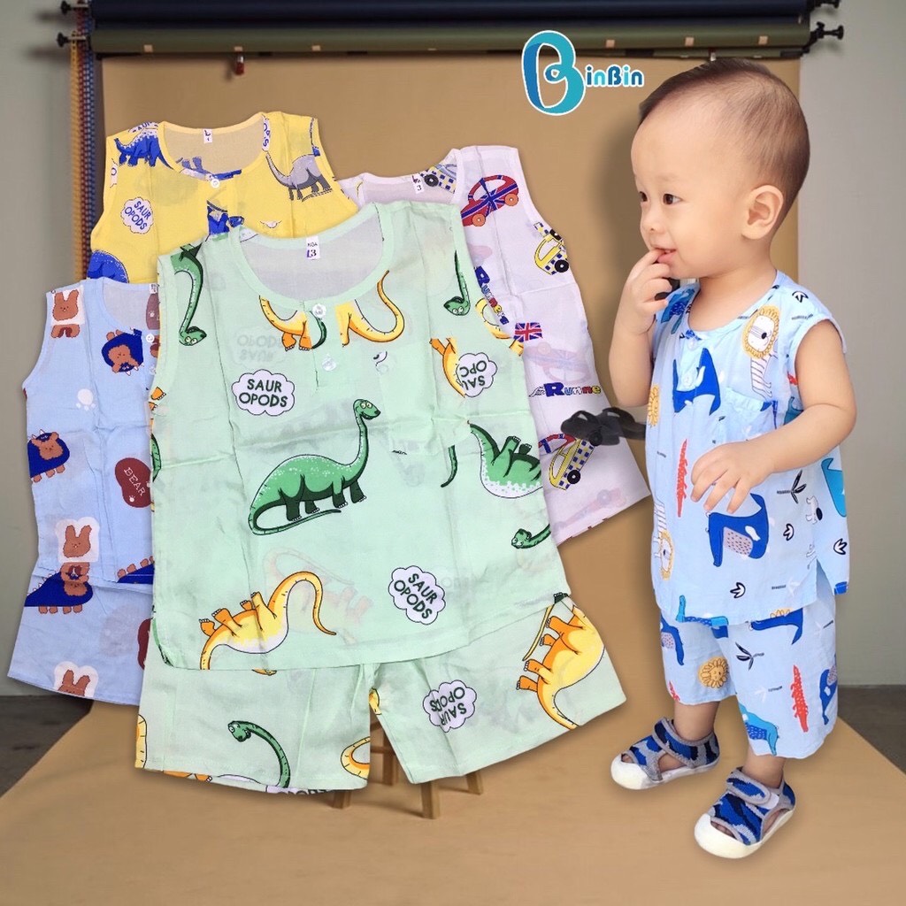 Quần áo bé trai chất lanh tole bộ quần đùi áo sát nách