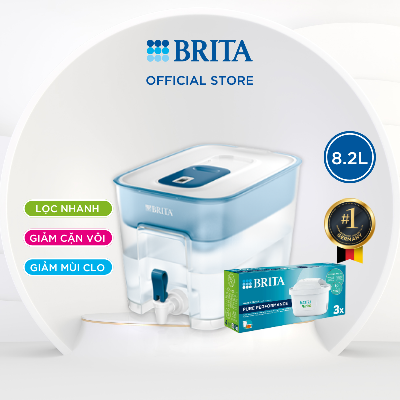 Combo bình lọc nước BRITA Flow 8.2L + Hộp 3 lõi lọc Maxtra Pro
