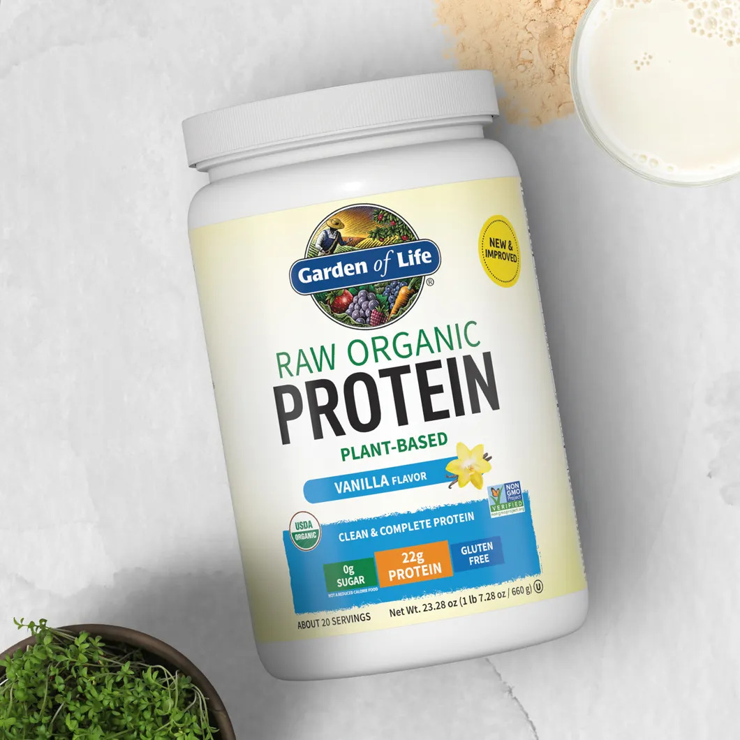 Bột protein thực vật hữu cơ thô garden of life raw organic protein