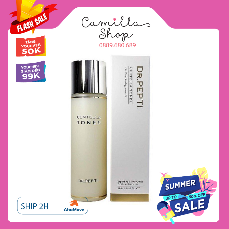 Nước hoa hồng se khít lỗ chân lông phục hồi tế bào da Dr Pepti Centella Toner 180ml