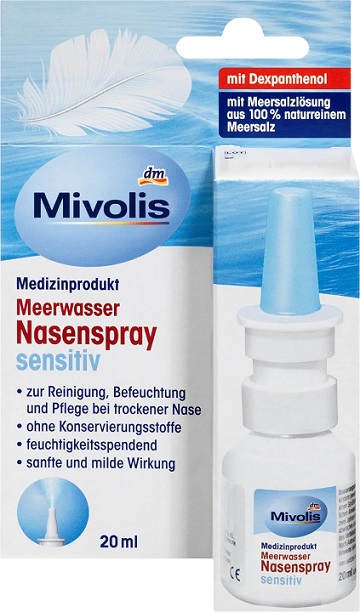 XỊT MŨI NHẠY CẢM MIVOLIS NƯỚC BIỂN - Mivolis Meerwasser Nasenspray Sensitiv