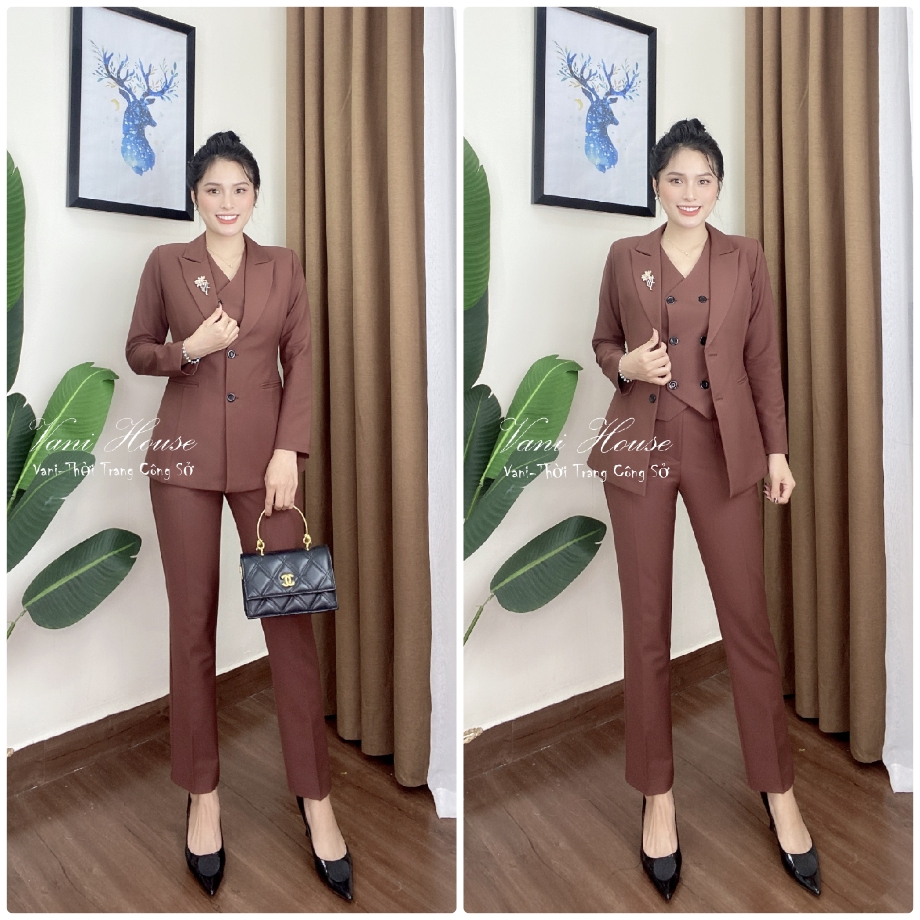 Set nguyên bộ áo vest quần dài + ghi lê tj75