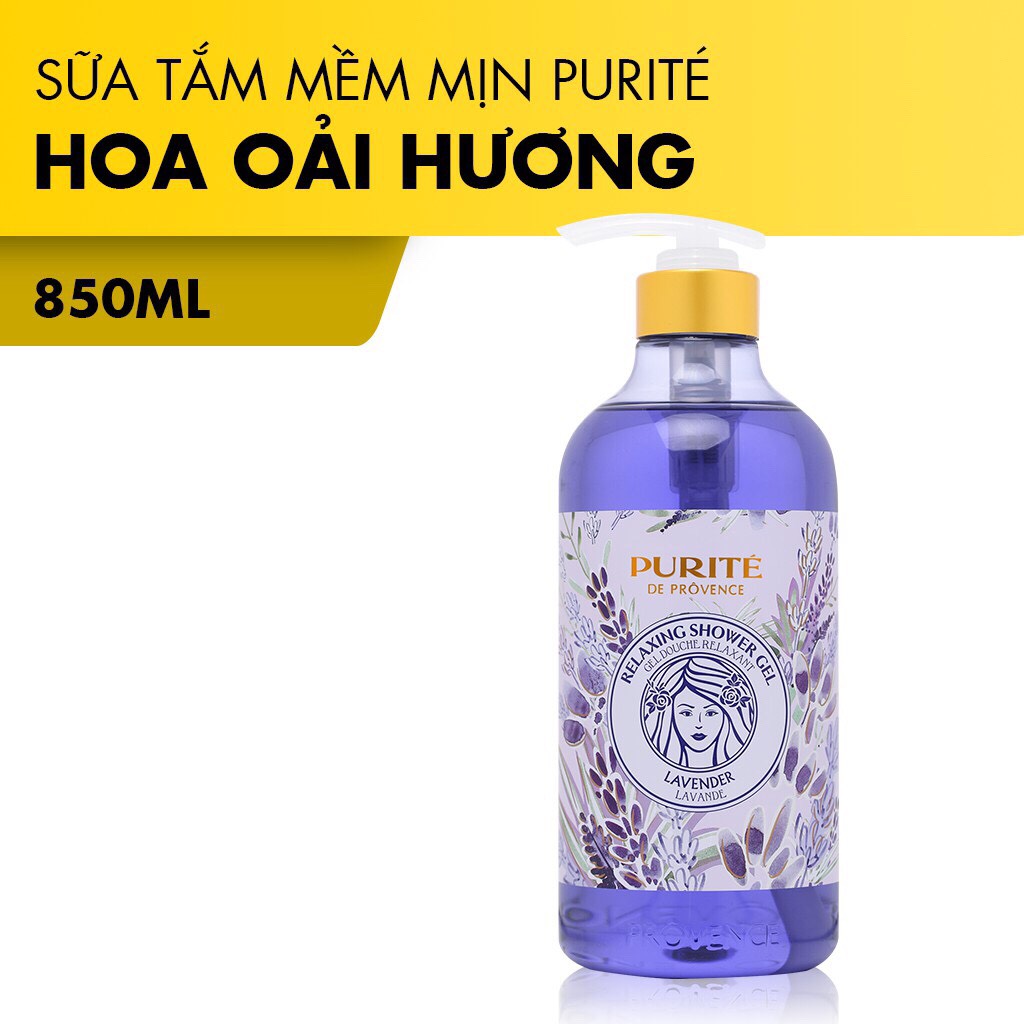 Sữa tắm purité sáng mịn hương hoa oải hương lavender 850ml