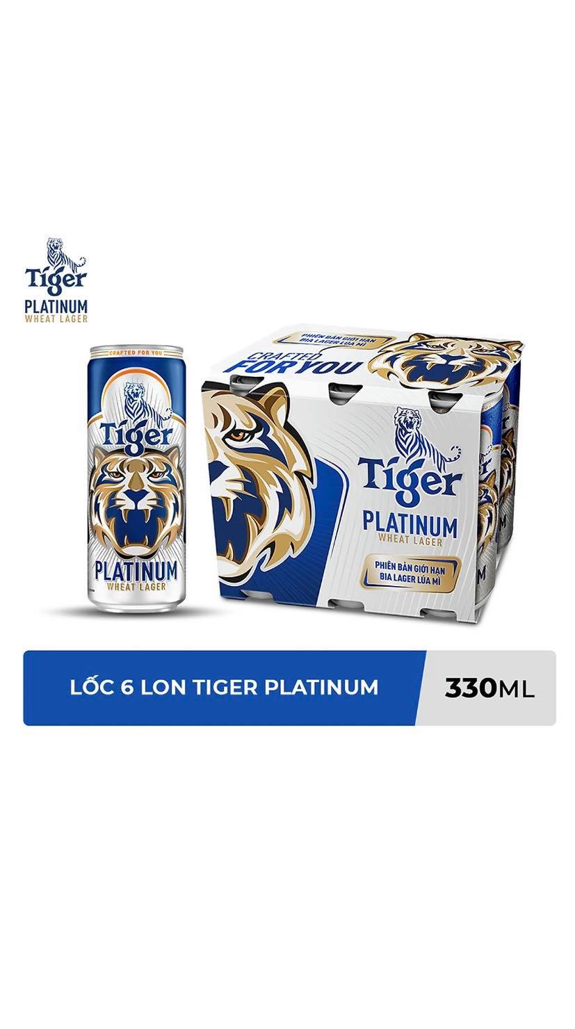 Lốc 6 lon bia lúa mì Tiger Platinum Wheat Lager 330ml