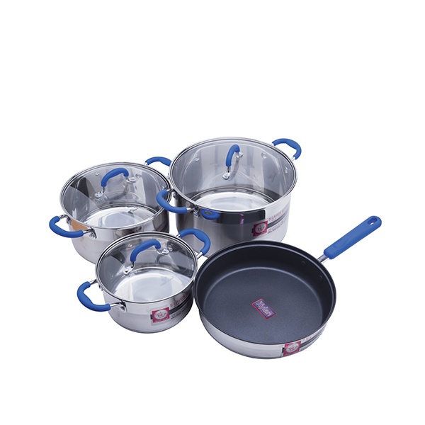 Bộ nồi chảo inox 5 đáy elmich smartcook 1497 gồm 3 nồi và 1 chảo hàng nhập khẩu séc